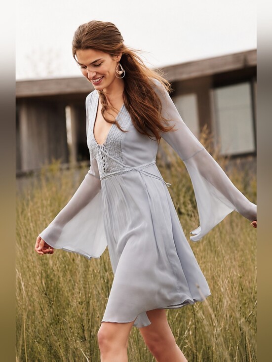 Anthropologie Dresses & Skirts - Anthropologie Ghost London Ethereal Corset Baby Doll Dress Bell Sleeves Small